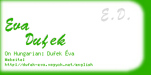 eva dufek business card